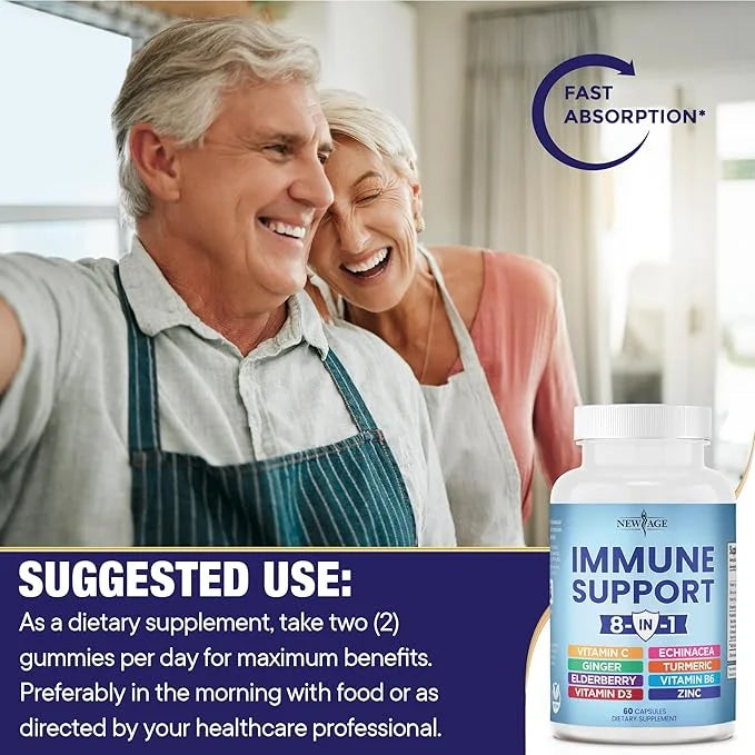 8 in 1 Immune Support Booster 50mg, Vitamin 5000 IU, B6, Elderberry (8 in 1 Capsules 5))