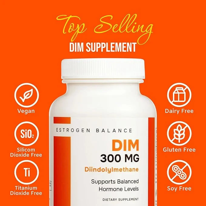 DIM Supplement 300mg | Estrogen Balance for Men and Women | Menopause, PCOS, Hormonal Acne Support & Antioxidant Support f...