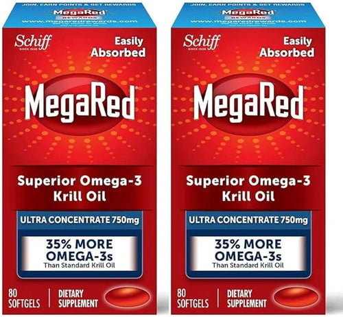 MegaRed Ultra Strength Krill Oil Omega 3 Supplement, 750mg Krill 80 Softgels, (80 Count 2))