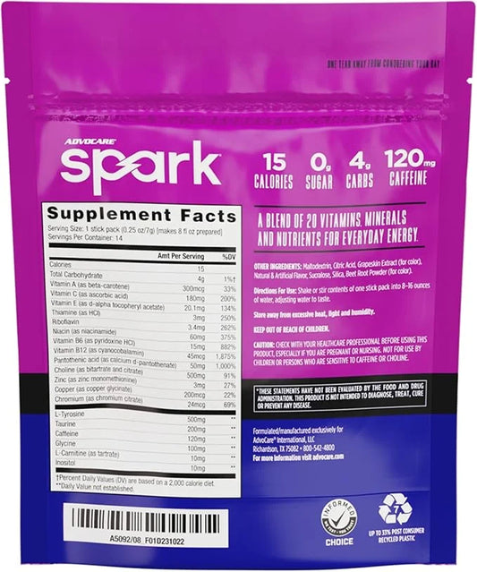 AdvoCare Spark Vitamin & Amino Acid Supplement - Focus & Energy Drink Powder Mix with Vitamin A, B-6, C & E - Also Include...