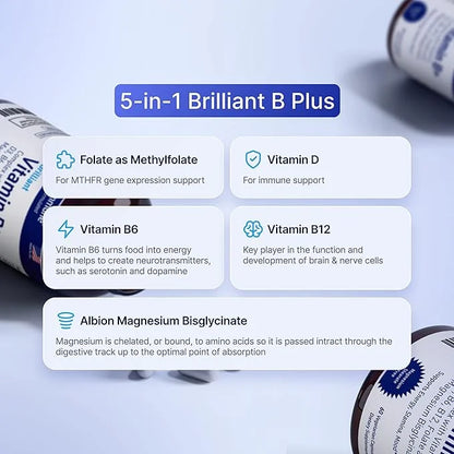 Vitamin B Complex 60 Capsules B6 20mg 20mg D3 D3 1000IU 1000IU Magnesium 260mg Methyl B12 1000mcg 1000mcg and 600mcg DFE.