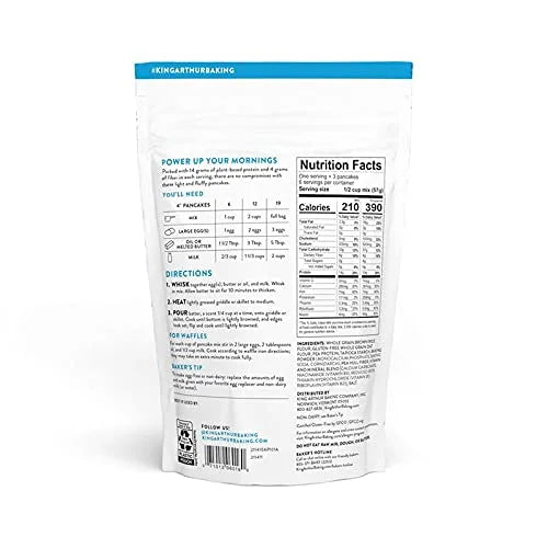 King Arthur Flour Gluten Free Protein Pancake Mix, Non-GMO Project Verified, No Sugar Added, Non-Dairy, 12 Oz (Pack of 5) ...