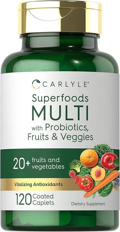 Carlyle Fruits and Veggies Supplement | 120 Count | Superfood Multivitamin with Probiotics | Made with 20 Fruits and Veget...
