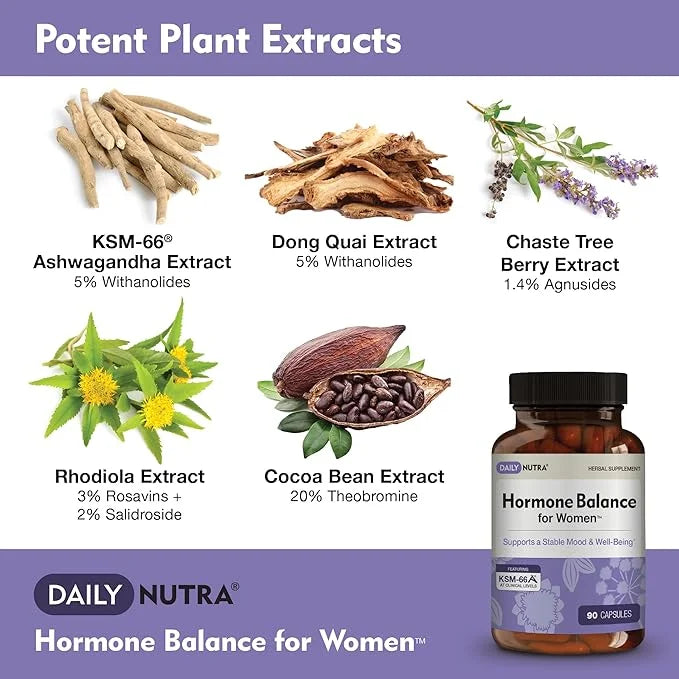 Hormone Balance for Women - Natural Mood Supplement - PMS Relief and Menopause Support | Featuring Clinically Studied KSM-...