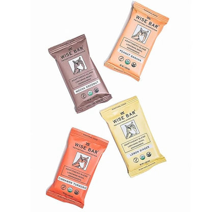 Wise Bar Adaptogen Mushroom Nutrition Bars with Reishi, Lions Mane & Ashwagandha, Organic Vegan & Gluten Free Snacks for N...
