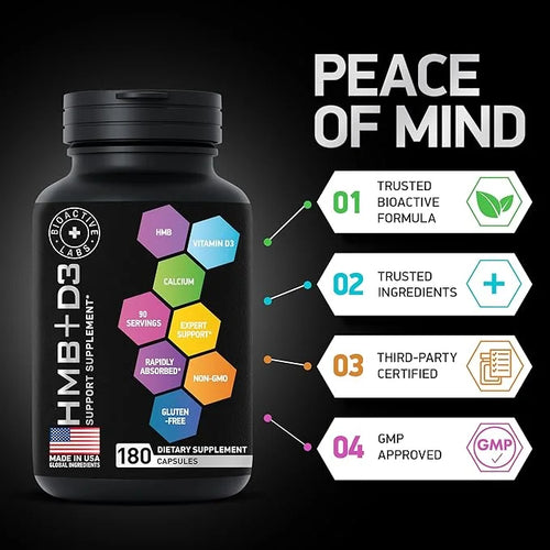 Advanced HMB Vitamin D3 Supplement 1,000mg Formula 180 Capsules