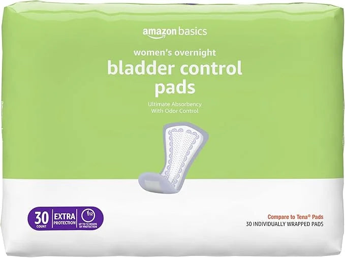Amazon Basics Women's Incontinence Pads, Bladder 30 Count, (1 Pack 30)
