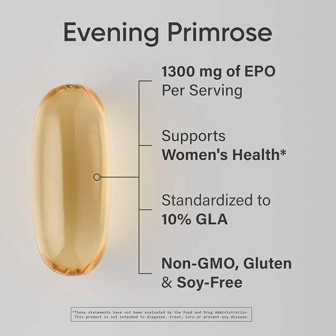 Sports Research Evening Primrose Supplement from Cold Pressed Oil - Softgels for Women’s Health & Skin Health - Gluten Fre...
