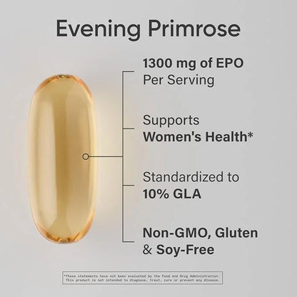 Sports Research Evening Primrose Supplement from Cold Pressed Oil - Softgels for Women’s Health & Skin Health - Gluten Fre...