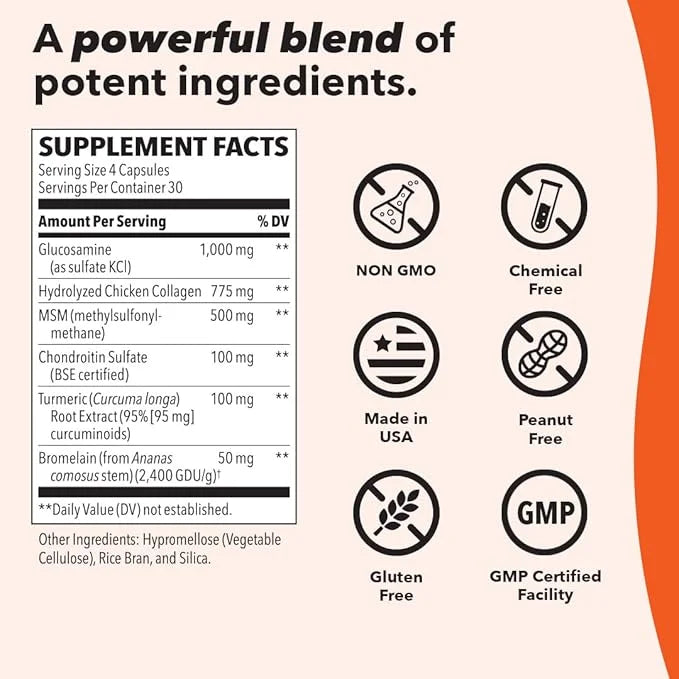 LifeSeasons Mobili-T - Joint Support Supplement - Glucosamine Chondroitin MSM Collagen Bromelain & Turmeric - Reduce Infla...
