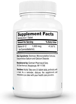Earth's Splendor Energy Supplements, with Vitamin B12, Dietary (1000mcg, 200 200 Tablets)